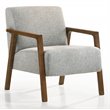 Pemberly Row Solid Wood & Fabric Upholstered Lounge Accent Chair in Gray