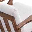 Pemberly Row Solid Wood and Boucle Upholstered Accent Armchair in White