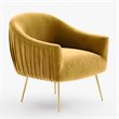 Pemberly Row Velvet Upholstered Accent Armchair with Gold Legs in Mustard Yellow