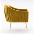 Pemberly Row Velvet Upholstered Accent Armchair with Gold Legs in Mustard Yellow