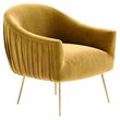 Pemberly Row Velvet Upholstered Accent Armchair with Gold Legs in Mustard Yellow