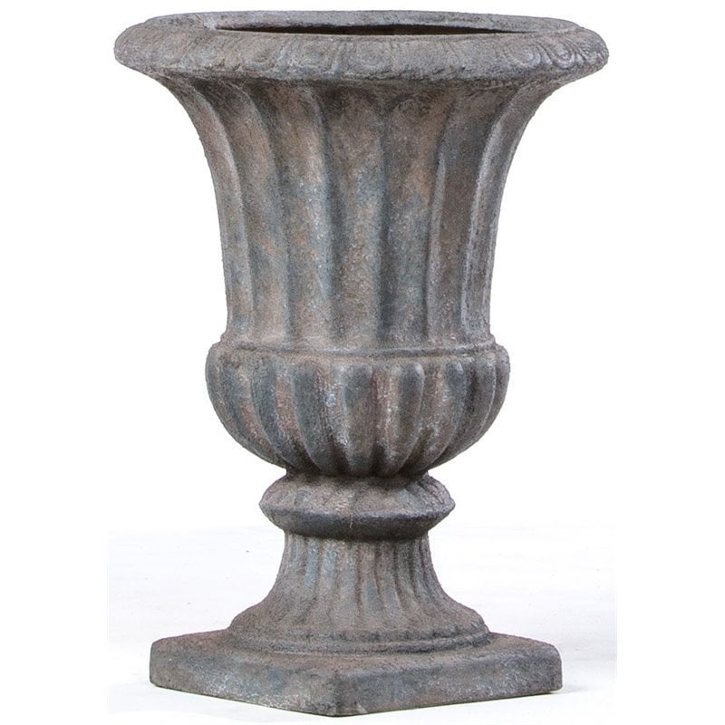 Pemberly Row Lightweight Fiberstone Outdoor Urn in Stormcloud