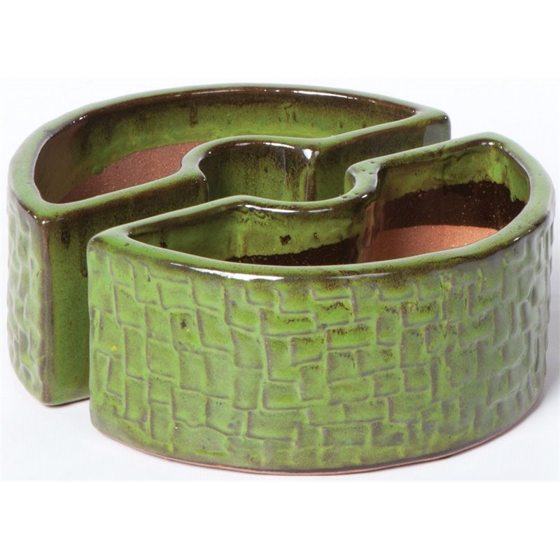 Pemberly Row 2 Piece Ceramic Round Umbrella Planter in Island Green