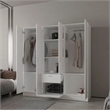 Pemberly Row 4-Door Wardrobe with Shelves and Drawer Engineered Wood in White