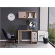 Pemberly Row 2-Piece Wood Office Desk Set with 3 Drawers in Light Oak/Taupe