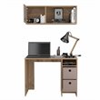 Pemberly Row 2-Piece Wood Office Desk Set with 3 Drawers in Light Oak/Taupe