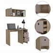 Pemberly Row 2-Piece Wood Office Desk Set with 3 Drawers in Light Oak/Taupe