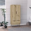 Pemberly Row Wood Closet with 2 Door Cabinets and 1 Drawer in Light Oak