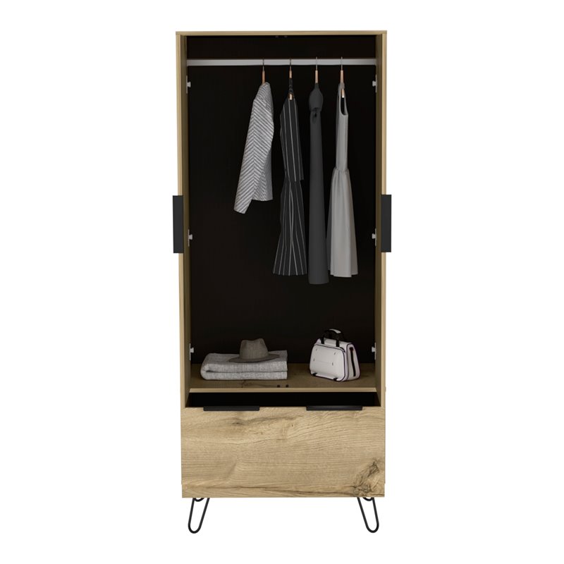 Pemberly Row Wood Closet with 2 Door Cabinets and 1 Drawer in Light Oak