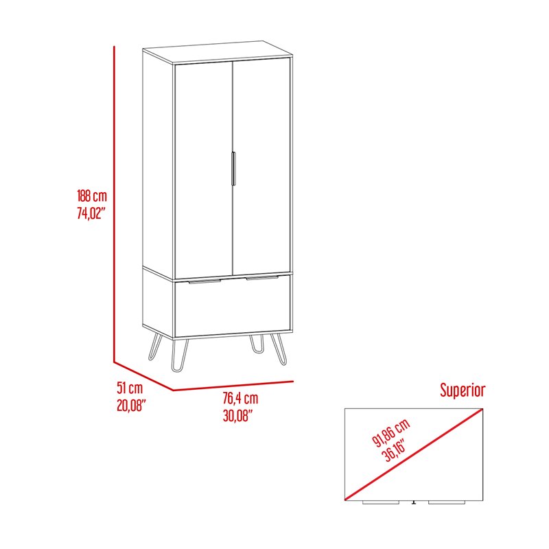 Pemberly Row Wood Closet with 2 Door Cabinets and 1 Drawer in Light Oak