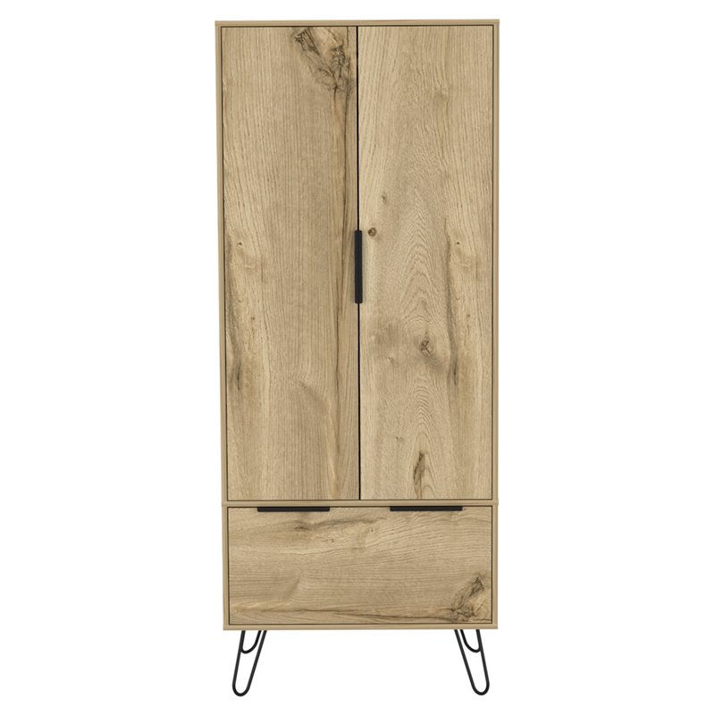 Pemberly Row Wood Closet with 2 Door Cabinets and 1 Drawer in Light Oak