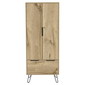 Pemberly Row Wood Closet with 2 Door Cabinets and 1 Drawer in Light Oak