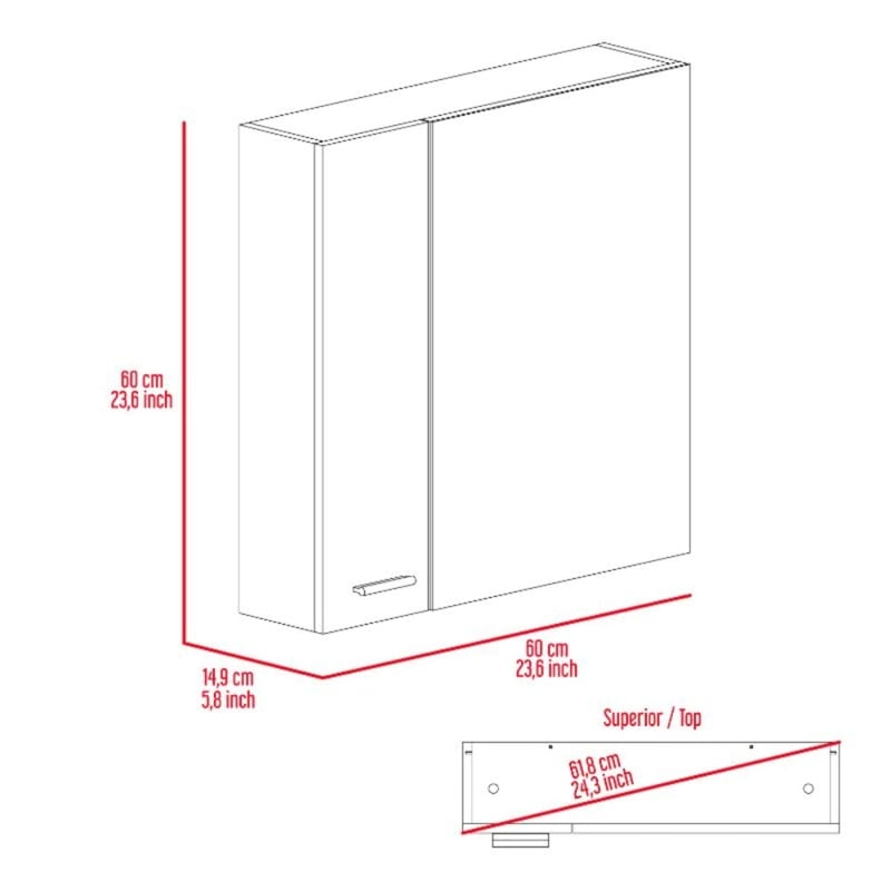 Pemberly Row Engineered Wood Medicine Cabinet with 4 Shelves in Light Gray