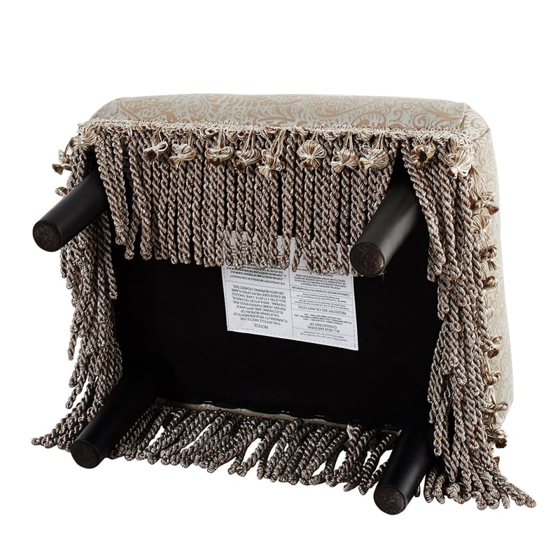 Pemberly Row Traditional Decorative Footstool in Teal Tan Polyester