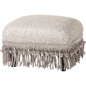 Pemberly Row Traditional Decorative Footstool in Teal Tan Polyester