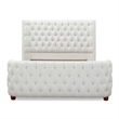 Pemberly Row Queen Tufted Panel Bed with Wingback Headboard in Antique White