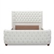 Pemberly Row Queen Tufted Panel Bed with Wingback Headboard in Antique White