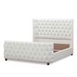 Pemberly Row Queen Tufted Panel Bed with Wingback Headboard in Antique White