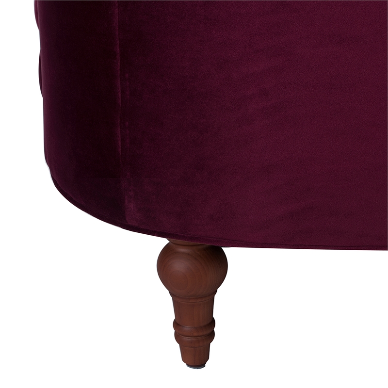 Pemberly Row Tufted Accent Chair with Nailhead Trim in Burgundy