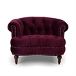 Pemberly Row Tufted Accent Chair with Nailhead Trim in Burgundy
