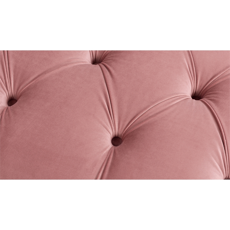 Pemberly Row Contemporary Tufted Roll Arm Chaise Lounge in Ash Rose