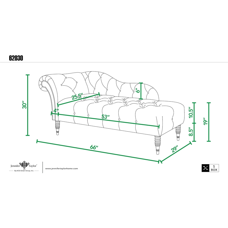 Pemberly Row Contemporary Tufted Roll Arm Chaise Lounge in Ash Rose