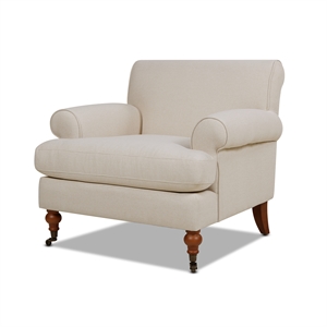 Pemberly Row Accent Arm Chair with Metal Casters in Sky Neutral