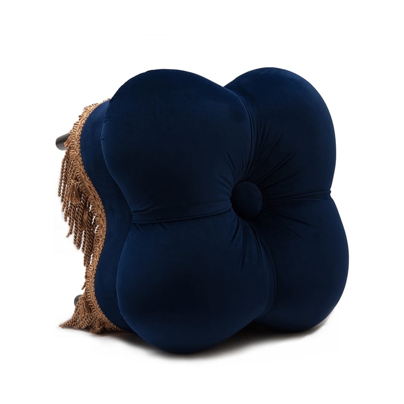 Pemberly Row Contemporary Hand-Tufted Clover Ottoman in Navy Blue