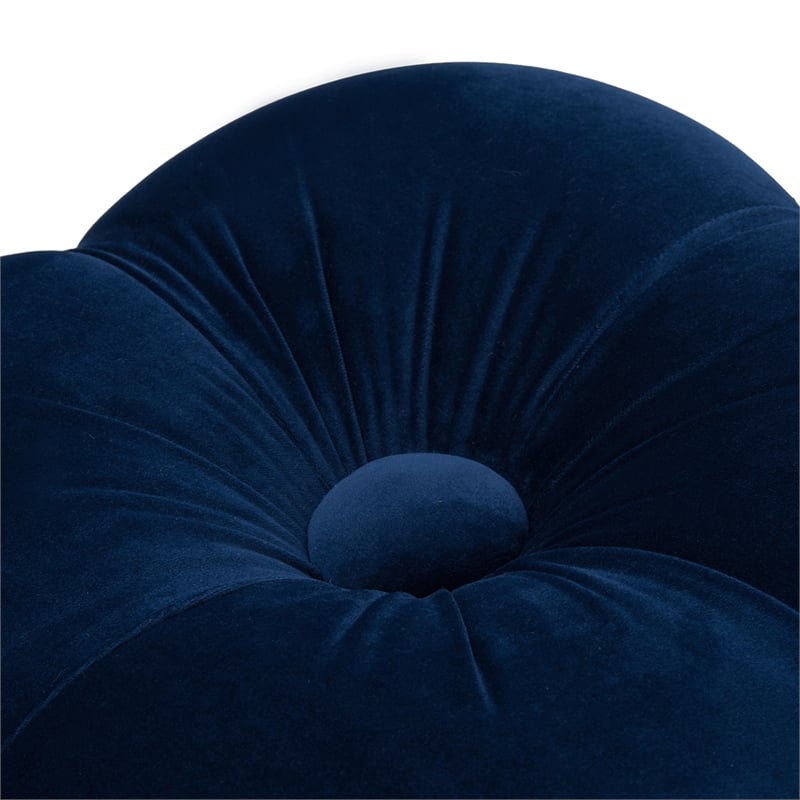 Pemberly Row Contemporary Hand-Tufted Clover Ottoman in Navy Blue