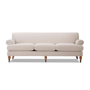 Pemberly Row Recessed Arm Sofa with Metal Casters in Sky Neutral