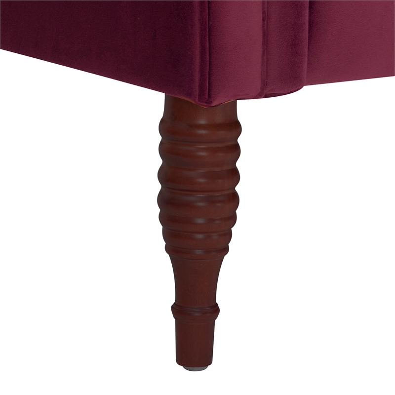 Pemberly Row Tufted Roll Arm Right-Facing Chaise Lounge in Burgundy