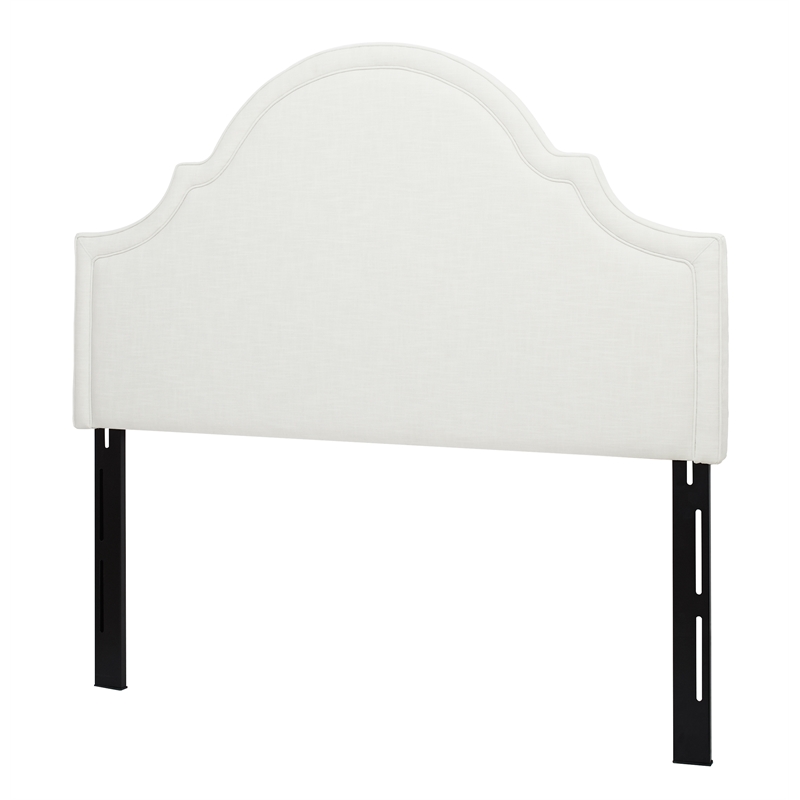 Pemberly Row Contemporary Upholstered Queen Headboard in Antique White