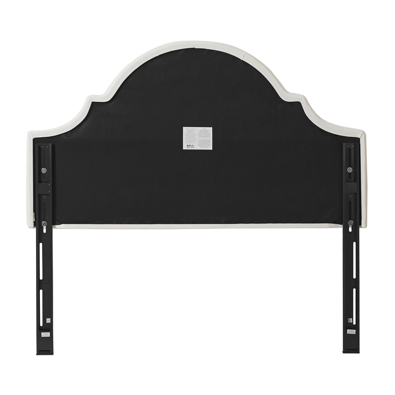 Pemberly Row Contemporary Upholstered Queen Headboard in Antique White