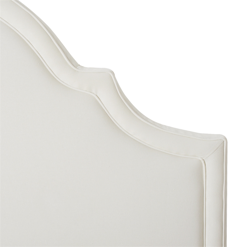 Pemberly Row Contemporary Upholstered Queen Headboard in Antique White