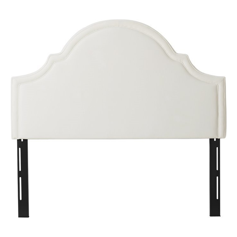 Pemberly Row Contemporary Upholstered Queen Headboard in Antique White