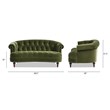 Pemberly Row Contemporary Chesterfield Loveseat in Olive Green Velvet