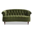 Pemberly Row Contemporary Chesterfield Loveseat in Olive Green Velvet