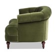 Pemberly Row Contemporary Chesterfield Loveseat in Olive Green Velvet