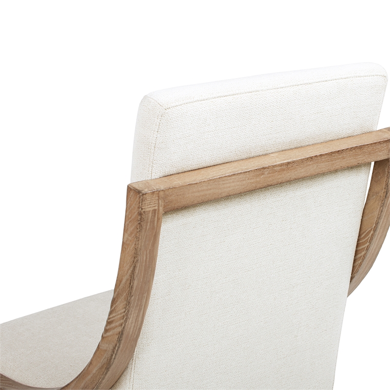 Pemberly Row High Back Reclaimed Pine Wood Dining Chair Set of 2 in Chenille