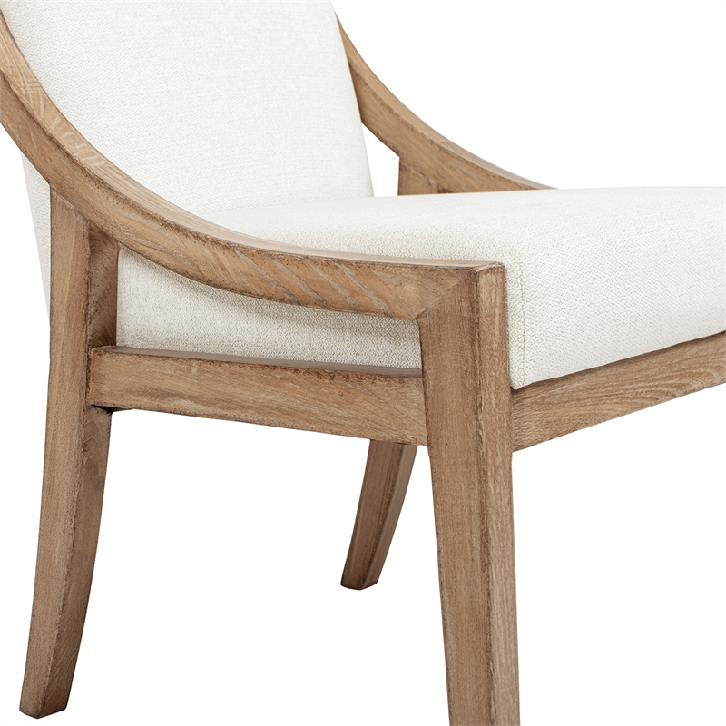Pemberly Row High Back Reclaimed Pine Wood Dining Chair Set of 2 in Chenille