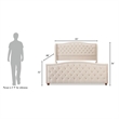 Pemberly Row Tufted Wingback King Bed with Nailhead Accents in Sky Neutral