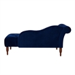 Pemberly Row Tufted Roll Arm Chaise Lounge with Nailhead Trim in Navy Blue