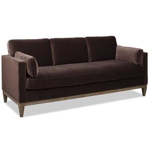 Pemberly Row 84&quot Modern Farmhouse Sofa with Wood Base in Deep Brown