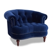 Pemberly Row Tufted Accent Chair with Nailhead Trim in Navy Blue
