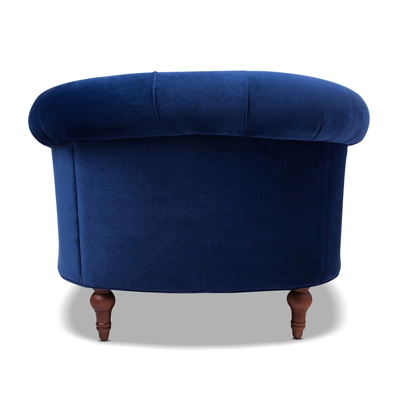Pemberly Row Tufted Accent Chair with Nailhead Trim in Navy Blue