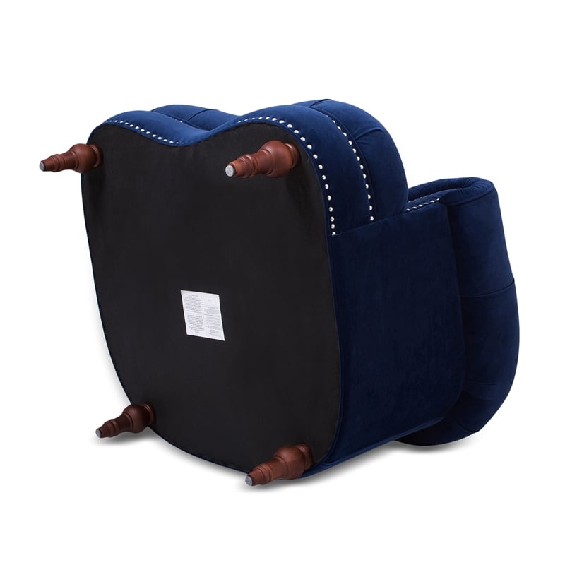 Pemberly Row Tufted Accent Chair with Nailhead Trim in Navy Blue