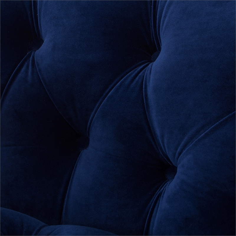 Pemberly Row Tufted Accent Chair with Nailhead Trim in Navy Blue