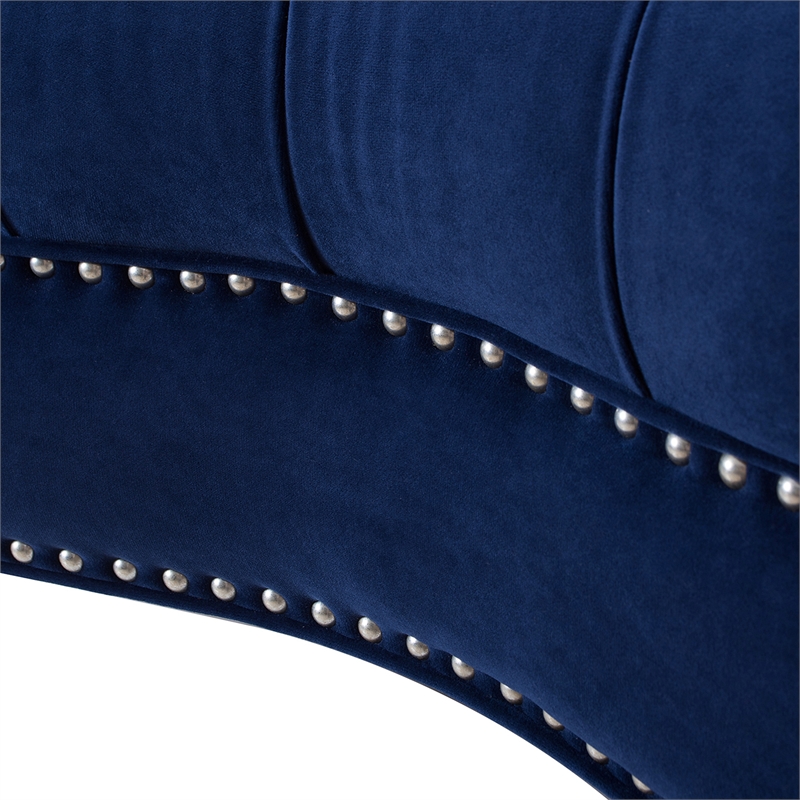 Pemberly Row Tufted Accent Chair with Nailhead Trim in Navy Blue
