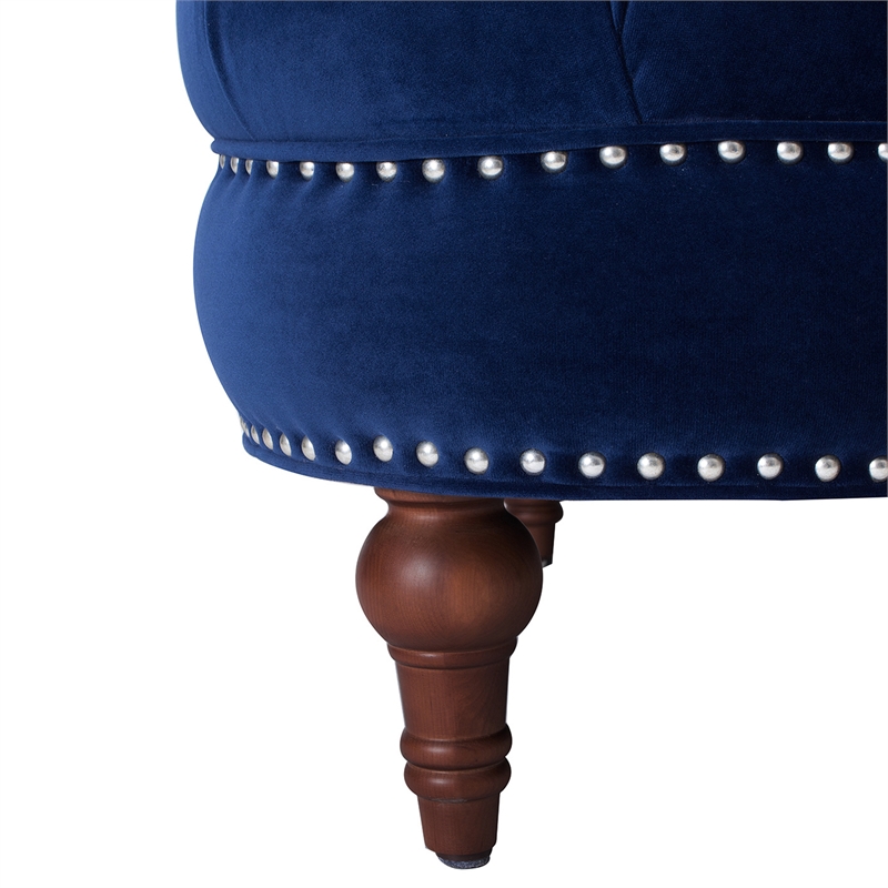 Pemberly Row Tufted Accent Chair with Nailhead Trim in Navy Blue
