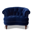 Pemberly Row Tufted Accent Chair with Nailhead Trim in Navy Blue
